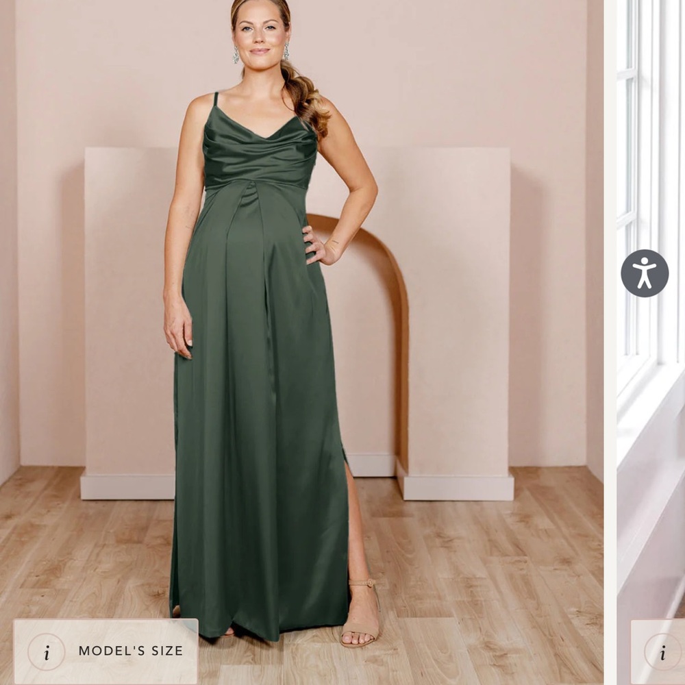 Revelry Deep Olive Satin Dress